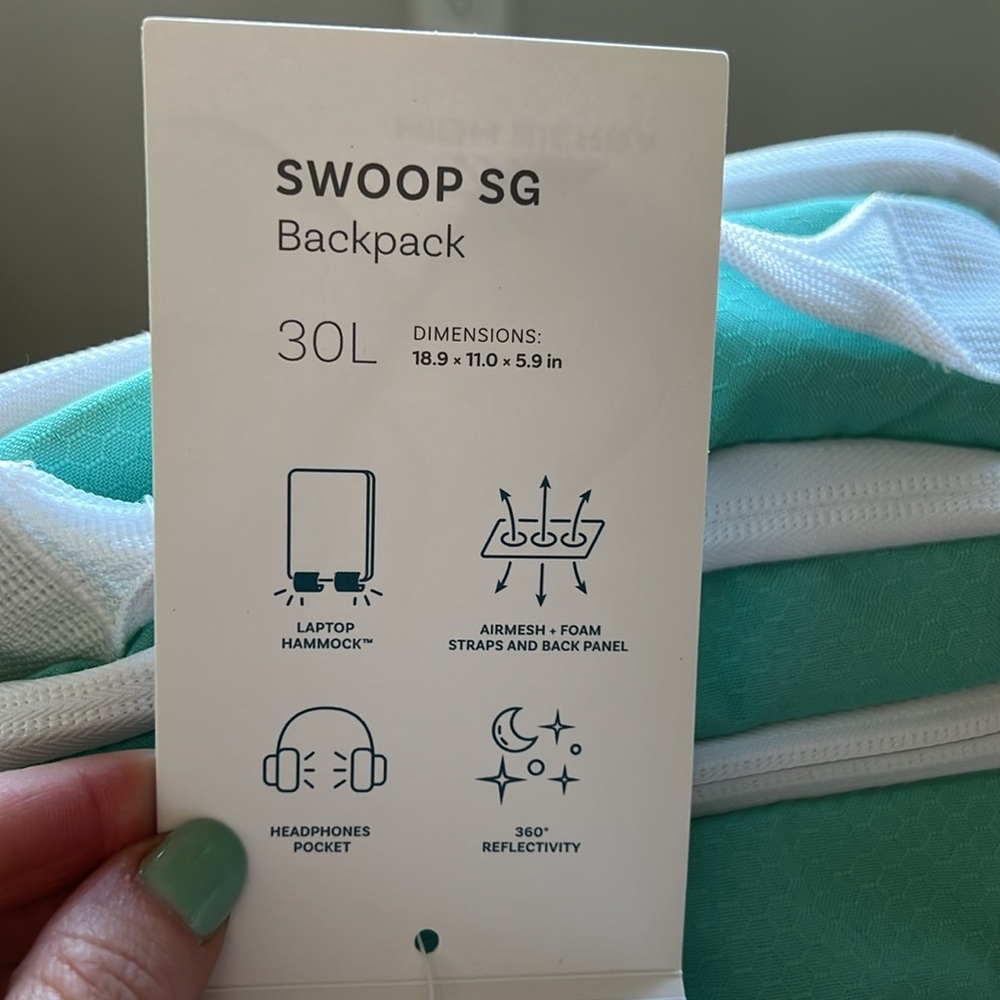High Sierra Swoop SG Backpack Aquamarine and White. Fits 17” Laptop - Picture 3 of 13
